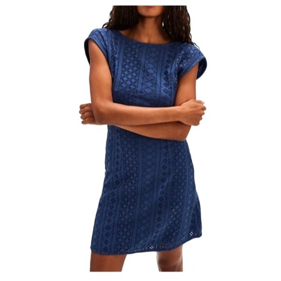 Free People Women's Blue Remember Me Embroidered Lace Mini Dress Open Back Large - Picture 12 of 14